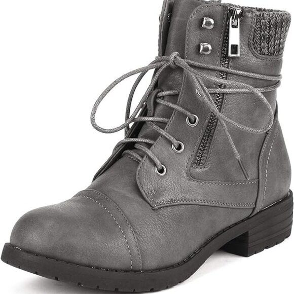Women's Lace Up Combat Ankle Booties - Picture 5 of 9